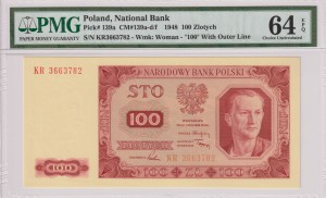 Polska 100 złotych P- 139 1948 PMG 64