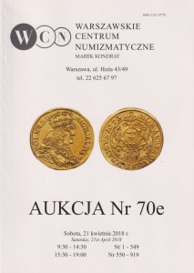 Warszawskie Centrum Numizmatyczne Aukcja 70e   2018