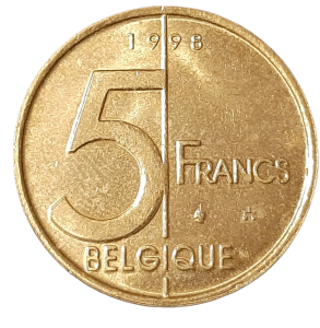 Belgia 5 Franków KM 189 1998 UNC