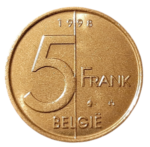 Belgia 5 Franków KM 190 1998 UNC