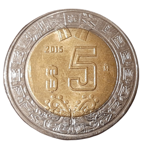Meksyk 5 Pesos KM 605 2015 UNC