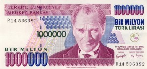 Turcja 1000000 Lira P-213 2002 UNC