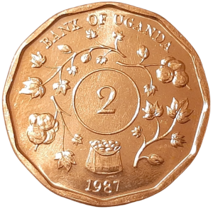 Uganda 2 Szylingi KM 28 1987 UNC