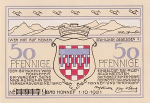 Honnef a.Rhein 50 Pfennige G-627.3 1.10.1921 AU/UNC Muhlheim