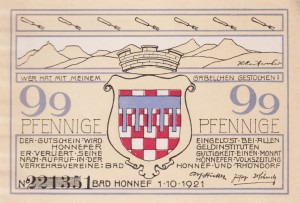 Honnef a.Rhein 99 Pfennige G-627.2 1.10.1921 Rhondorf