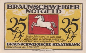 Braunschweig 25 Pf G-155.2e 1.05.1921 AU/UNC Druckerei Appelhans, Braunschweig