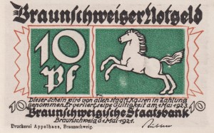 Braunschweig 10 Pf G-155.1a 1.05.1921 AU/UNC Druckerei Appelhans, Braunschweig