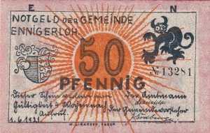 Ennigerloh 50 Pf G-338.2 1.6.1921 UNC