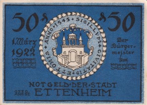 Ettenheim 50 Pf G-354.1.2 1.3.1922 AU/UNC Kapelle