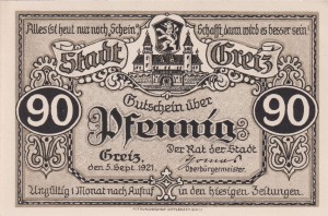 Greiz 90 Pf G-471.1 5.9.1921 aUNC