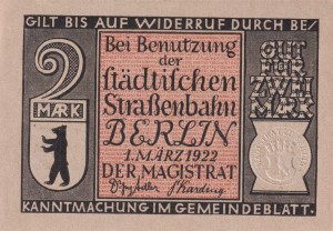 Berlin 2 Mk G-92.3.5 1.3.1922 aUNC 1869