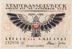 Lubeck 50 Pf G-831.2 1.5.1921 aUNC III