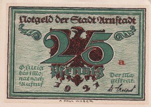 Arnstadt 25 Pf G-43.2 1921 AU/UNC a