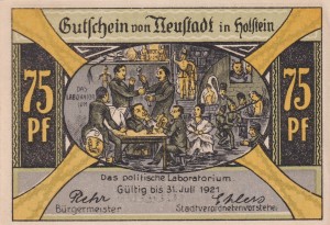 Neustadt i. Holstein 75 Pf G-963.1b 31.7.1921 AU/UNC Das politische Laboratorium