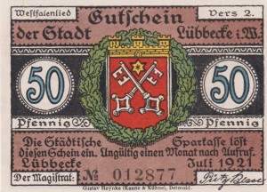 Lubeck 50 Pf G-819.2a 7.1921 aUNC