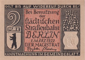 Berlin 2 Mk G-92.3.4 1.3.1922 aUNC 1865