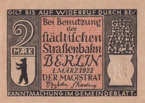 Berlin 2 Mk G-92.3.7 1.3.1922 UNC 1882