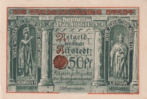 Allstedt 50 Pf G-15.1.4 1.10.1921 AU/UNC Wigbertikirche