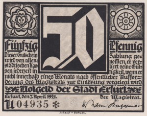 Erfurt 50 Pf G-344.2 7.4.1921 UNC U