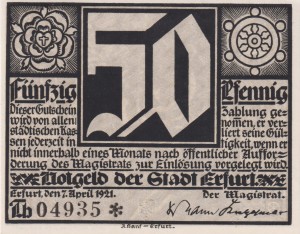 Erfurt 50 Pf G-344.2 7.4.1921 UNC Th