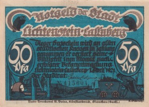 Lichtenhain 50 Pf G-798.1 1.4.1921 AU/UNC 5