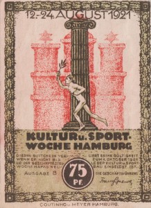 Hamburg 75 Pf G-539.3 12-24.8.1921 AU/UNC
