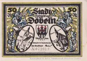 Dobeln 50 Pf G-277.1 1.9.1921 AU/UNC 