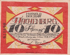 Hachenburg 10 Pf G-498.1 1.6.1921 AU/UNC Hachenburg