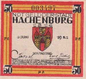 Hachenburg 50 Pf G-498.1 1.6.1921 AU/UNC Marienstatt