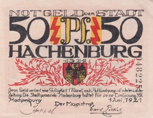 Hachenburg 50 Pf G-498.1 1.6.1921 XF Hachenburg