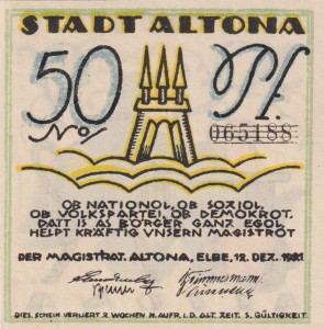 Altona 50 Pf G-30 12.12.1921 aUNC