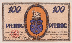 Luckenwalde 1 Mk G-817.1 1.12.1921-31.12.1922 AU/UNC