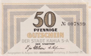 Kahla 50 Pf G-668.5 15.8.1921-31.12.1922 