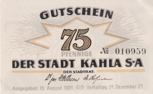 Kahla 75 Pf G-668.5 15.8.1921-31.12.1922 