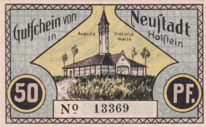 Neustadt i. Holstein 50 Pf G-963.2a 31.7.1921 aUNC Augusta Victoria Warte