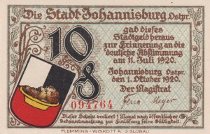 Johannisburg (Pisz)10 Pf G-662 1.10.1921 aUNC 