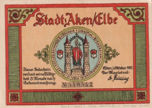 Aken 50 Pf G-8 10.1921 XF 2. Schwer beladen