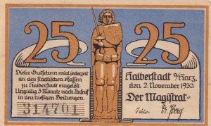 Halberstadt 25 Pf G-504.1a 2.11.1920 AU/UNC 