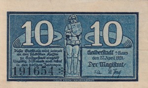 Halberstadt 10 Pf G-504.2c 27.4.1921 aUNC Buko