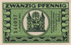 Ilmenau 20 Pf G-643.1a 1.1.1921 AU/UNC Druck grun