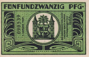 Ilmenau 25 Pf G-643.1a 1.1.1921 AU/UNC Druck grun
