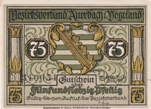 Auerbach 75 Pf G-53 1.7.1921 XF Nr 3