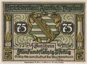 Auerbach 75 Pf G-53 1.7.1921 aUNC Nr 4
