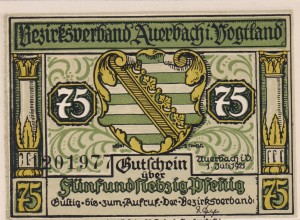 Auerbach 75 Pf G-53 1.7.1921 aUNC Nr 5