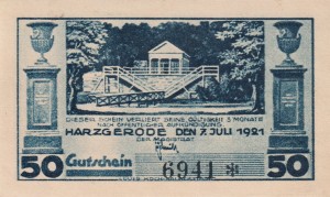 Harzgerode 50 Pf G-582.1 7.7.1921 AU/UNC  Bilder Alexisbad