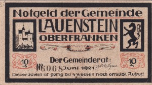 Lauenstein 10 Pf G-775.1 6.1921 XF