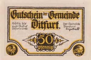 Ditfurt 50 Pf G-275.2 1.7.1921 XF