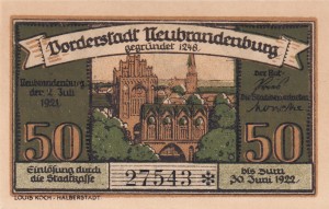Neubrandenburg 50 Pf G-935.2 2.7.1921-30.6.1922 aUNC