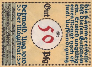 Detmold 50 Pf G-268 8.1920 aUNC