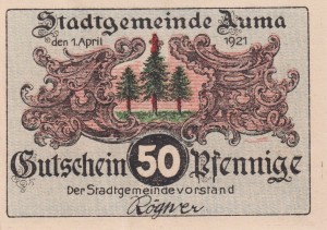 Auma 50 Pf G-55 1.4.1921 AU/UNC